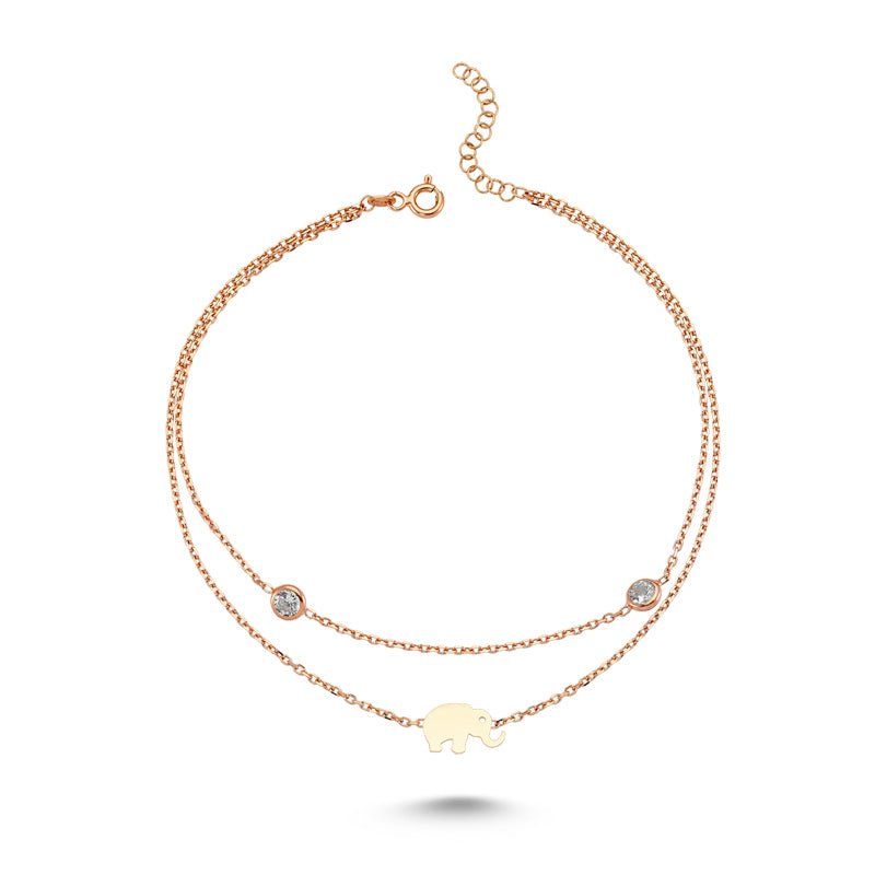 Elephant Anklet in Rose Gold - amoriumjewelry