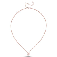 Emerald Halo Pendant Silver Tennis Necklace - amoriumjewelry