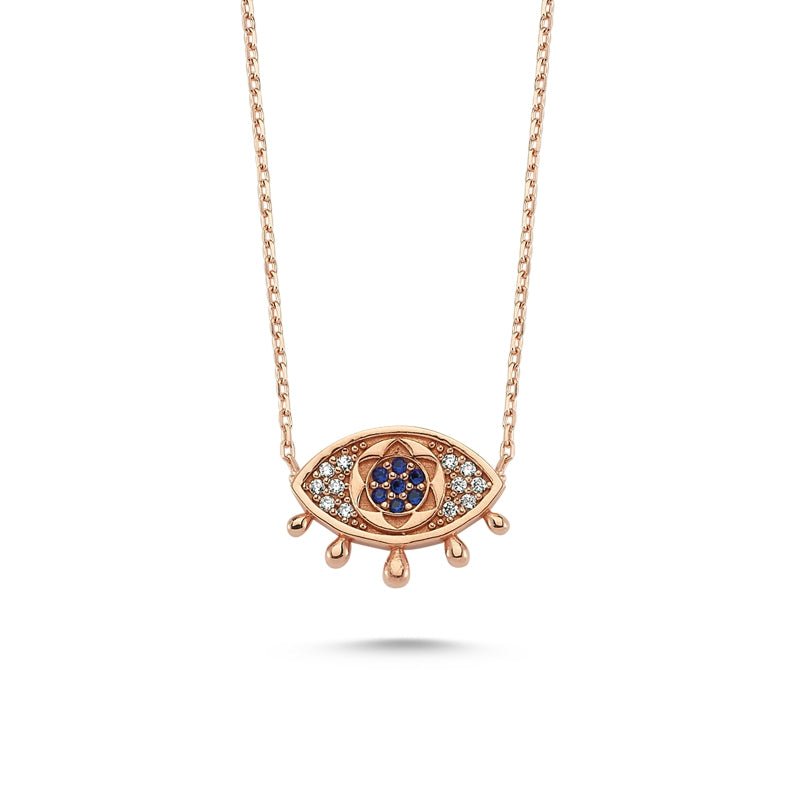Evil Eye Necklace with Tear Drops in rose gold - amoriumjewelry