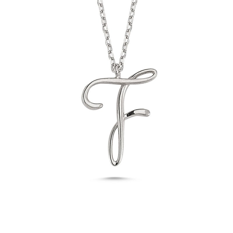 F Letter Mini Initial Silver Necklace - amoriumjewelry