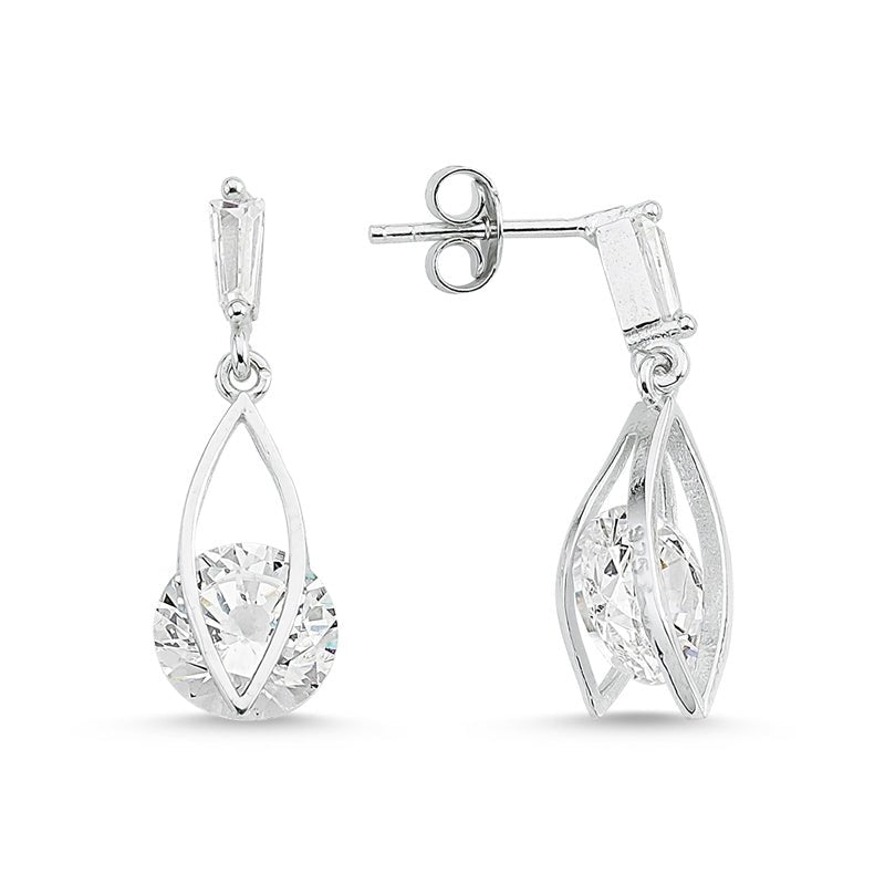 Floating CZ Earring in silver - amoriumjewelry