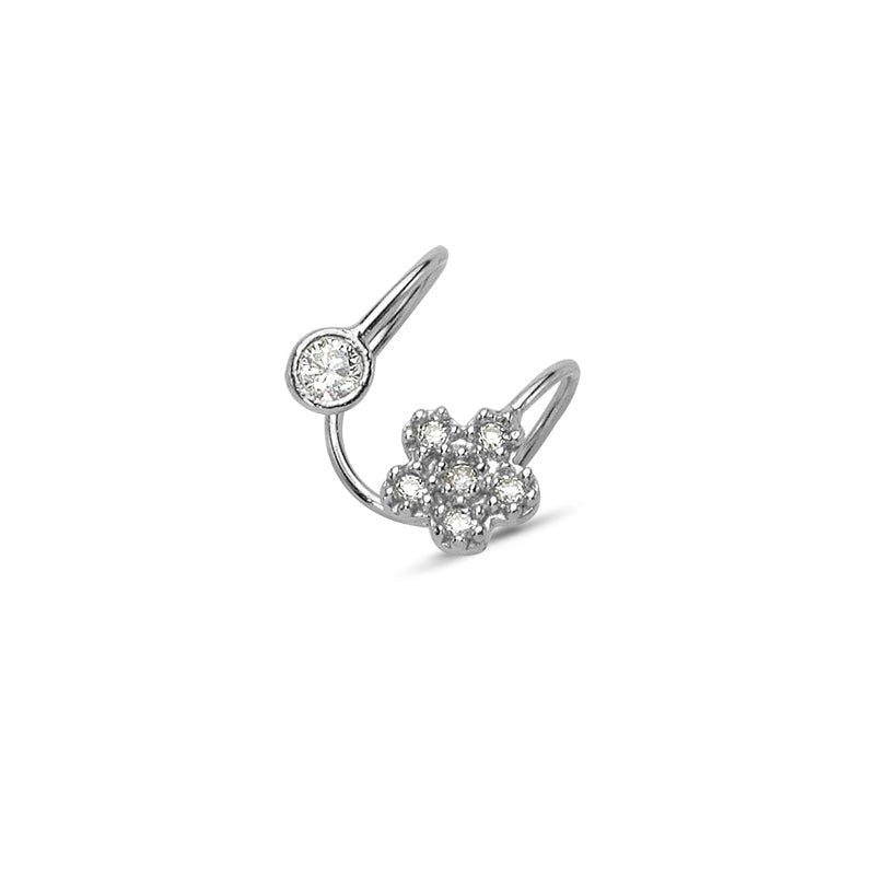 Flower Bezel Ear Cuff in Silver - amoriumjewelry