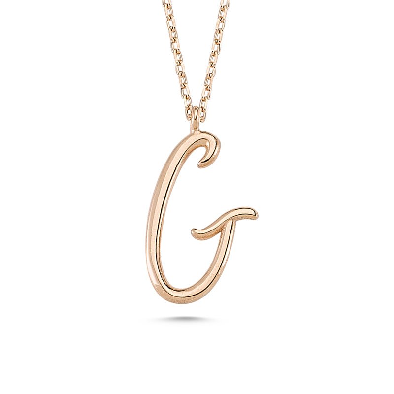 G Initial Necklace Rose Gold - amoriumjewelry