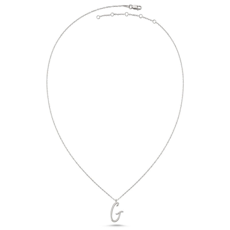 G Letter Mini Initial Silver Necklace - amoriumjewelry