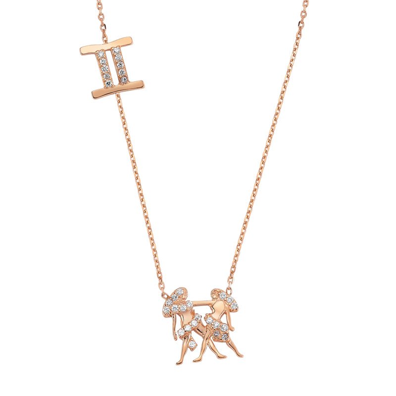 Gemini Necklace in Rose Gold - amoriumjewelry