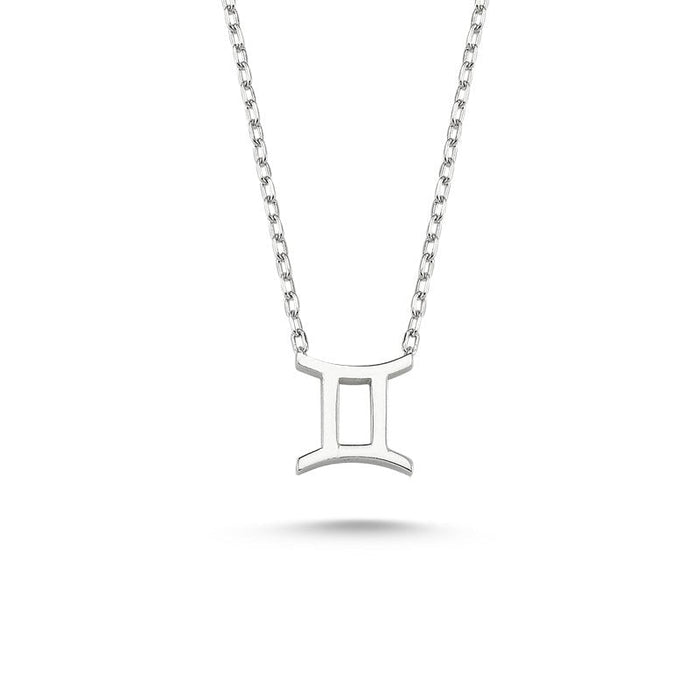 Gemini Sign Zodiac Silver Necklace - amoriumjewelry