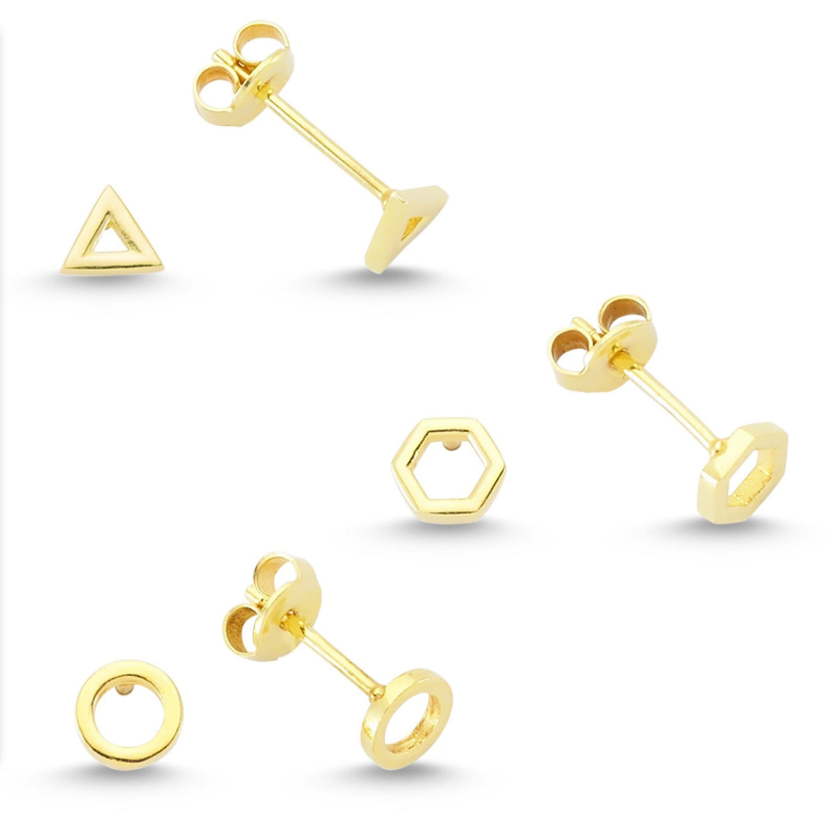 Geometric Ear Stud (Set) in Gold - amoriumjewelry