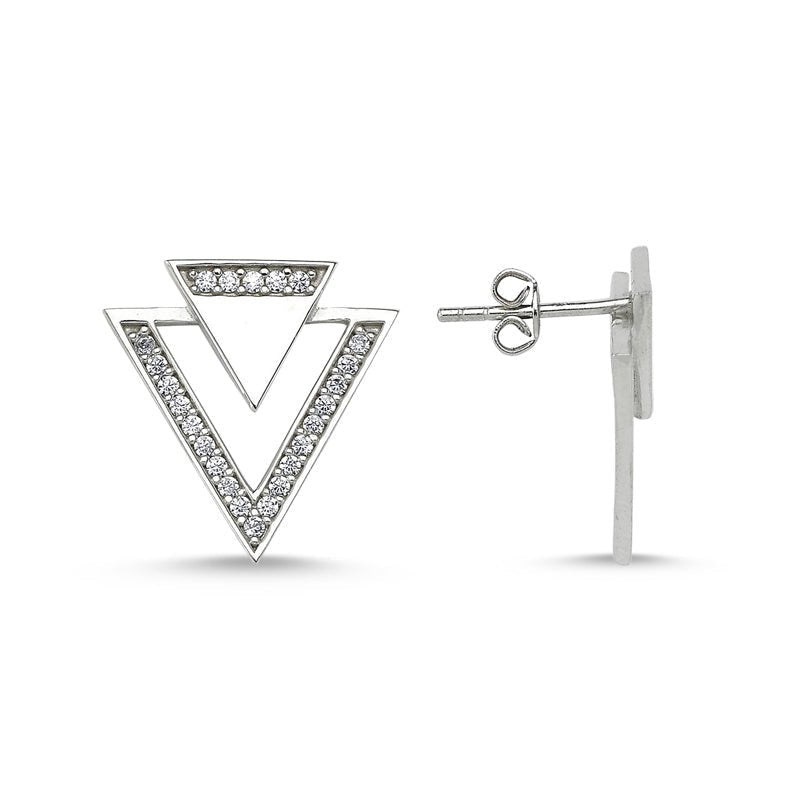 Geometrical Triangle Stud Earring in Rose - amoriumjewelry