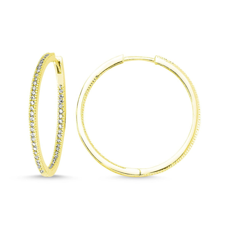 Gold hoop earrings - Double sided CZ - amoriumjewelry