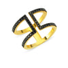 Gold Plated Sterling Silver Black Ires Ring - amoriumjewelry