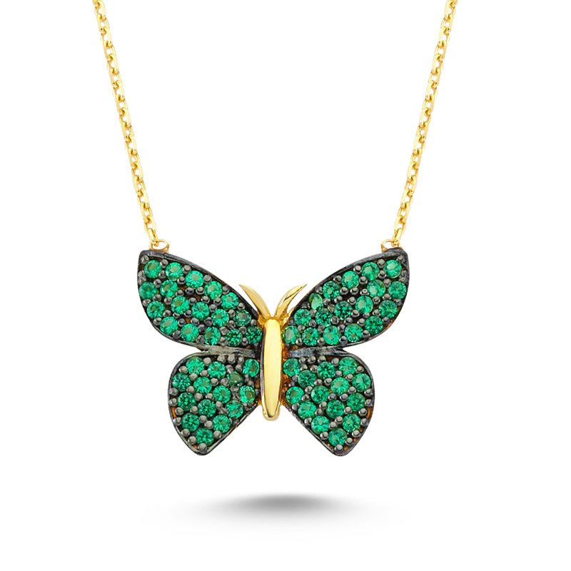 Green Butterfly Necklace in gold - amoriumjewelry