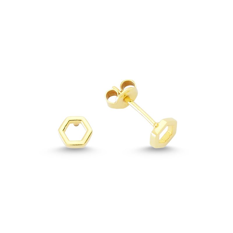 Hexagon Stud Earrings in Gold - amoriumjewelry