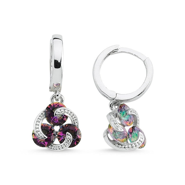 Hoop earring with purple circle dangle in rose - amoriumjewelry