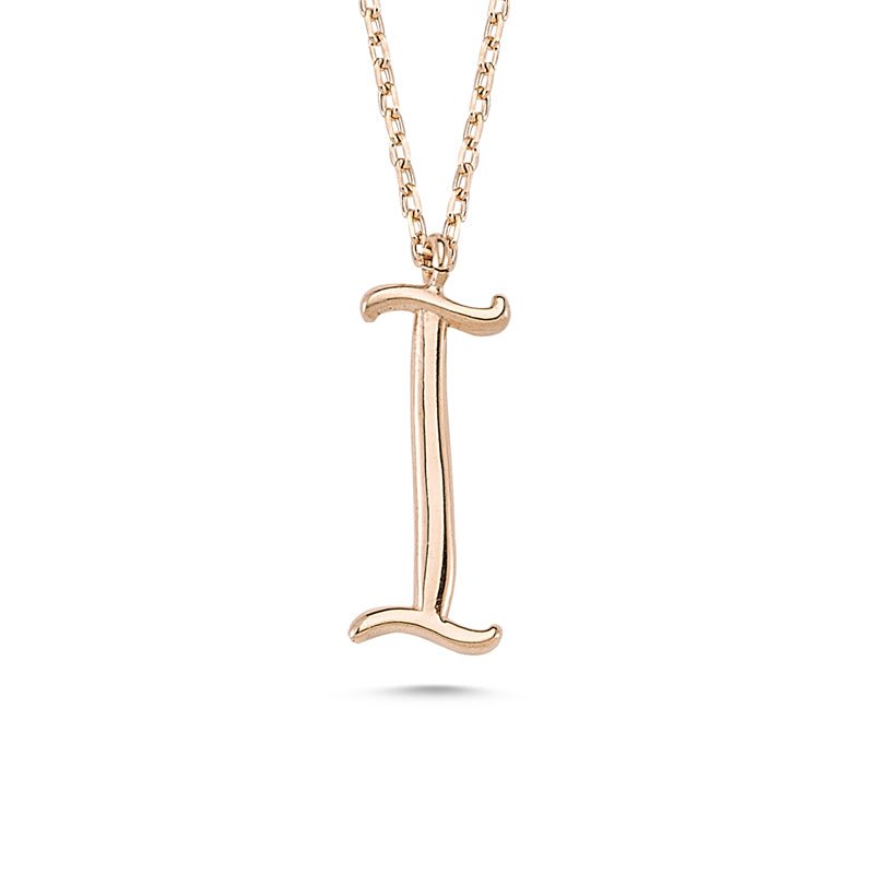 I Initial Necklace Rose Gold - amoriumjewelry