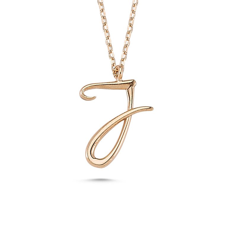J Initial Necklace Rose Gold - amoriumjewelry