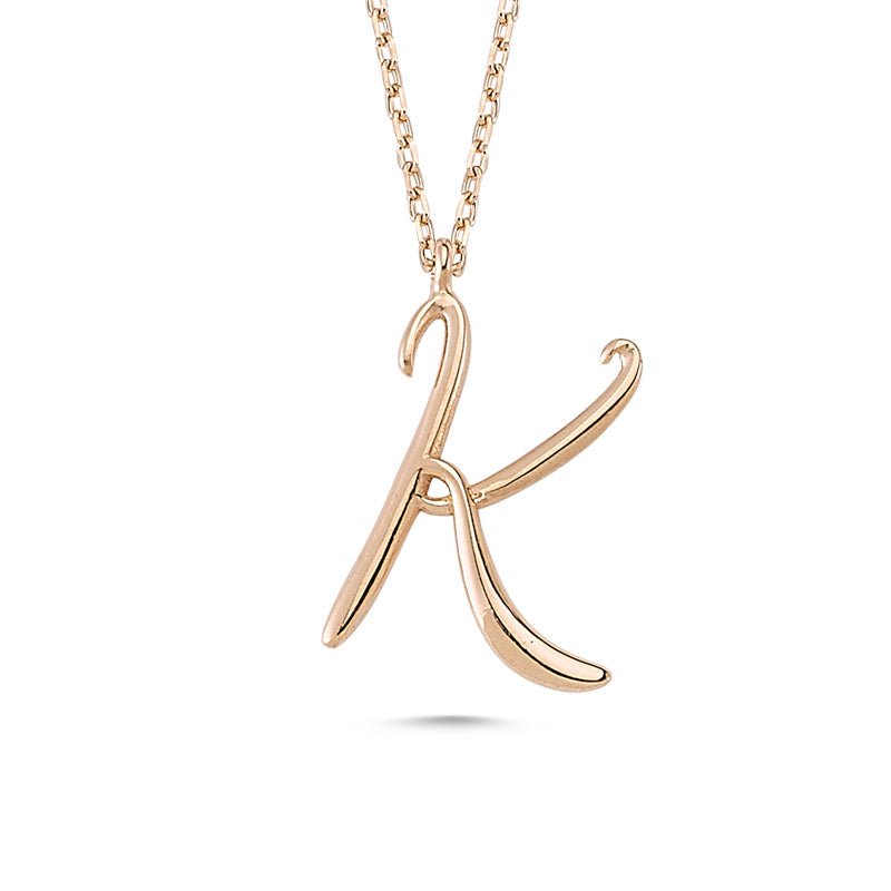 K Letter Mini Initial Silver Necklace - amoriumjewelry