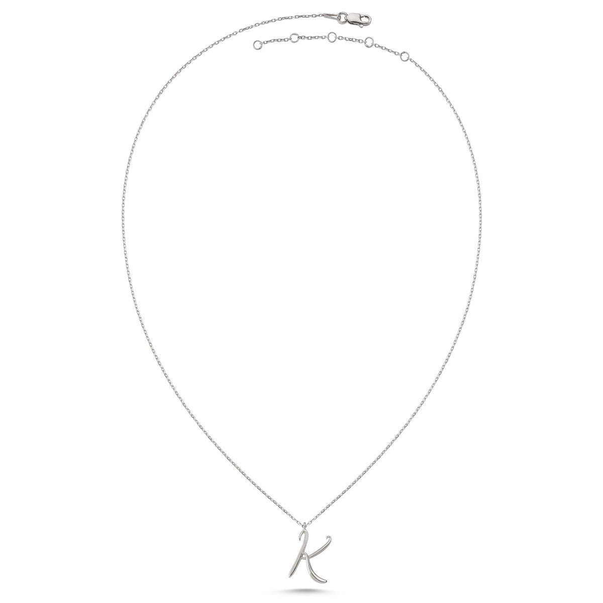 k letter mini initial silver necklace 781779