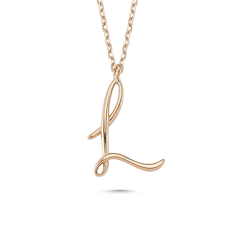 L Initial Necklace Rose Gold - amoriumjewelry