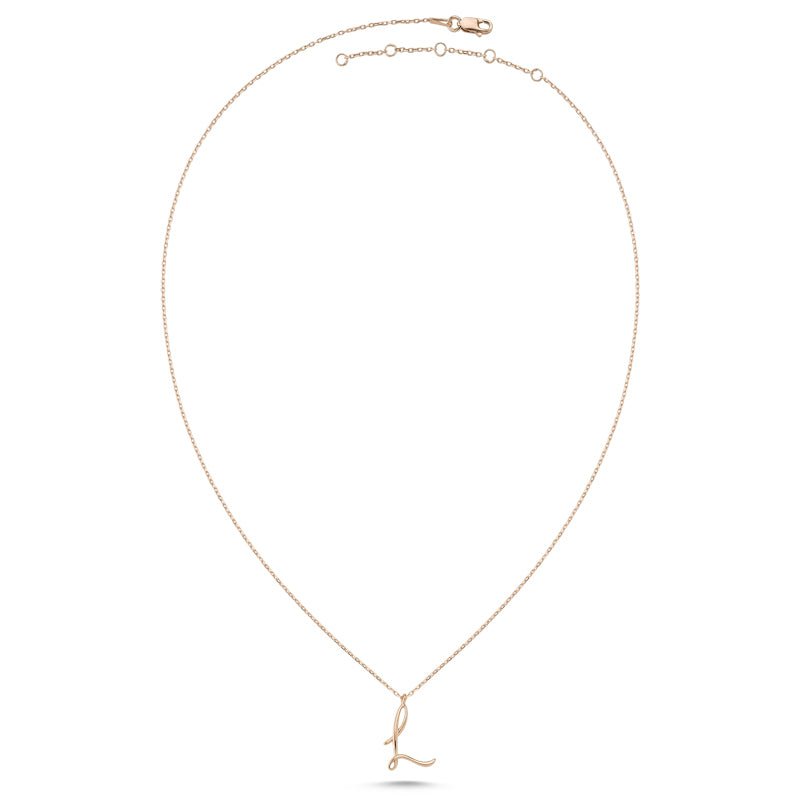 L Letter Mini Initial Silver Necklace - amoriumjewelry
