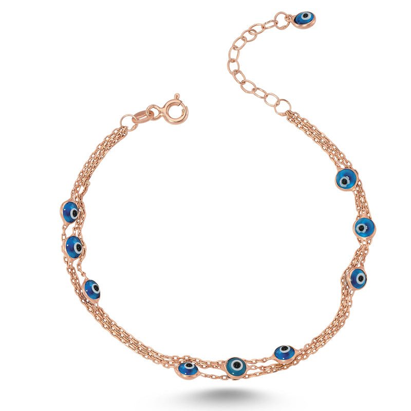 Light Blue Evil Eye Bracelet in rose gold - amoriumjewelry