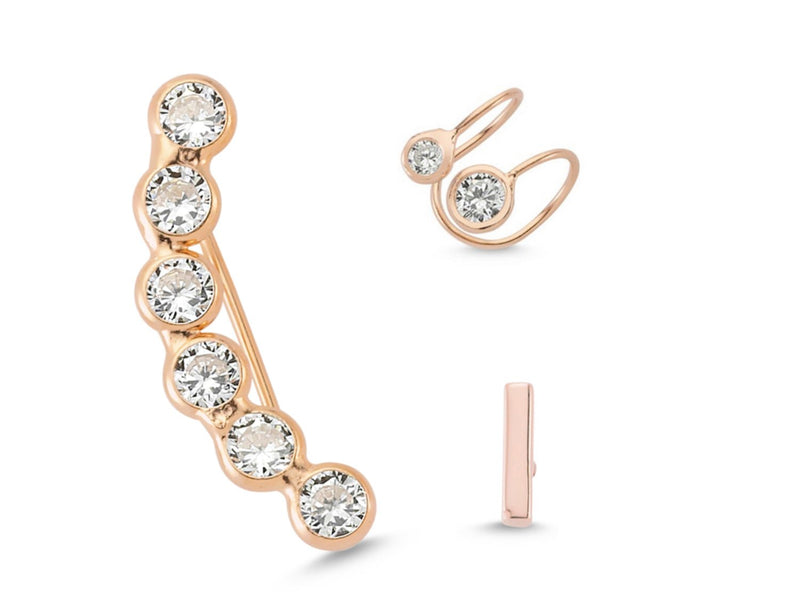 Line Ear Cuff Earrings Set in Rose Gold - amoriumjewelry