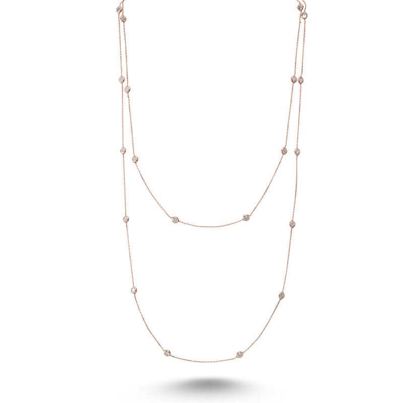 Long Mimosa Necklace in Rose Gold - amoriumjewelry