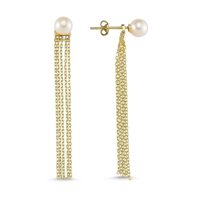 Lyra Pearl Fringe Earring in gold - amoriumjewelry
