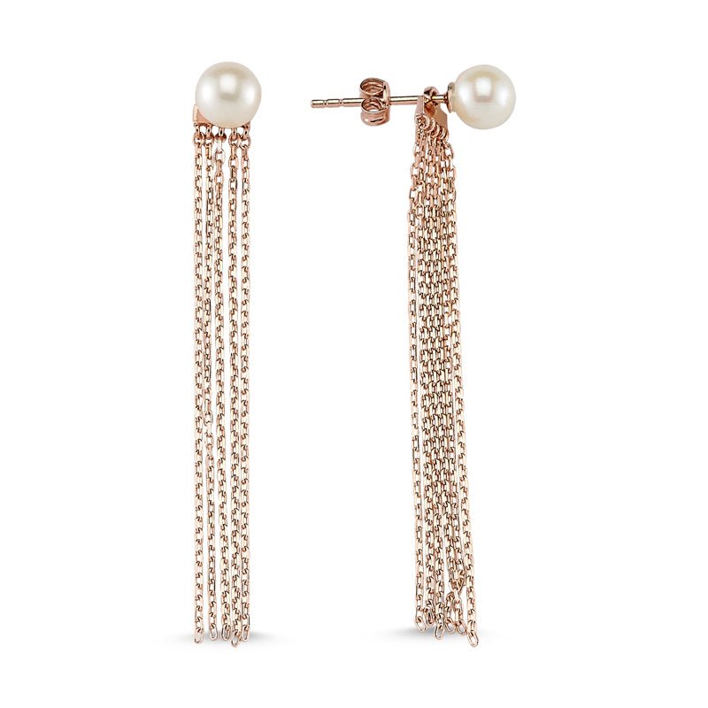 Lyra Pearl Fringe Earring in Rose - amoriumjewelry