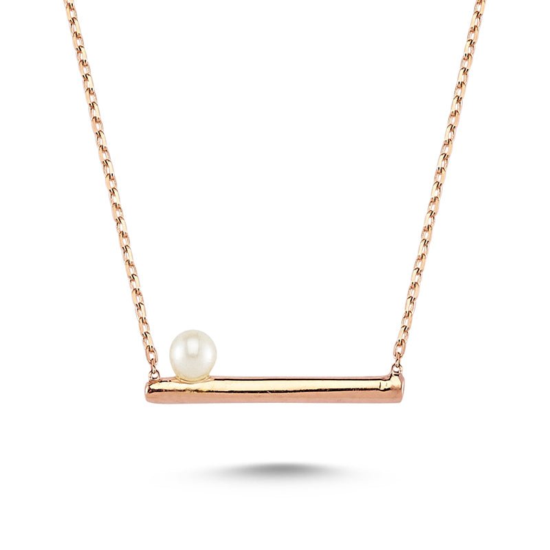 Lyra Pearl Necklace in Rose Gold - amoriumjewelry