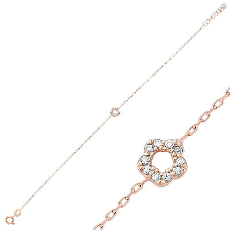 Rose Gold Flower Chain Bracelet