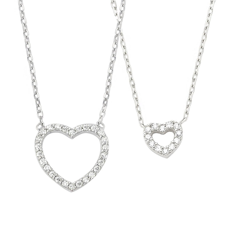 Mommy & Me Heart Set in Silver - amoriumjewelry