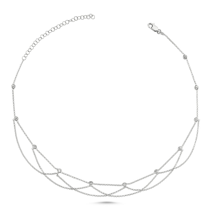 Multi Chain Choker Necklace in silver - amoriumjewelry