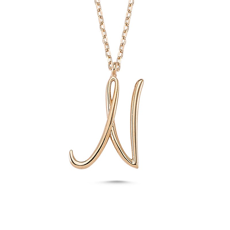 N Initial Necklace Rose Gold - amoriumjewelry