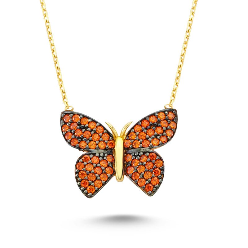 Orange Butterfly Necklace in gold - amoriumjewelry