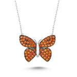 Orange Butterfly Necklace in silver - amoriumjewelry