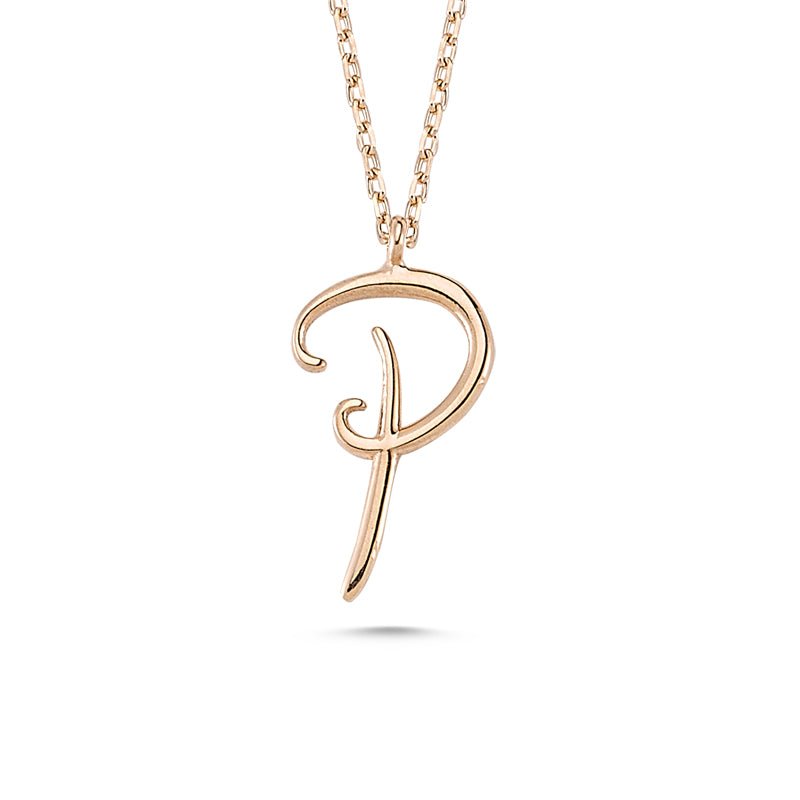 P Initial Necklace Rose Gold - amoriumjewelry