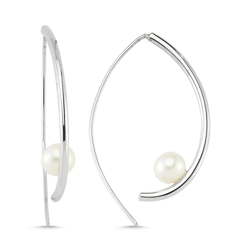 Pearl Hoop Earrings in silver - amoriumjewelry