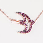 Pink Bird Necklace in Rose Gold - amoriumjewelry