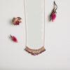Purple Dangle Bar Necklace in rose gold - amoriumjewelry