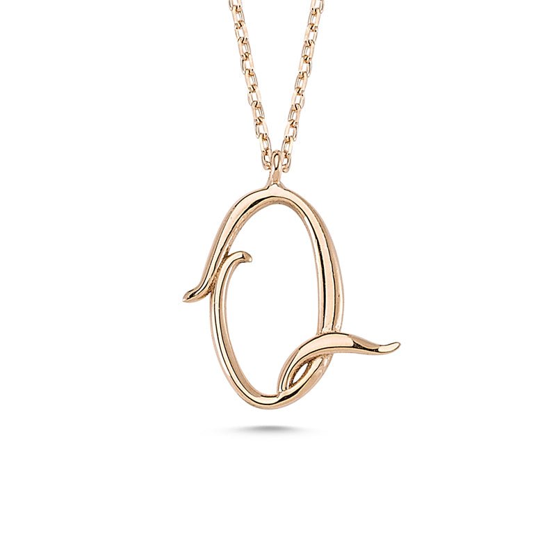 Q Initial Necklace Rose Gold - amoriumjewelry