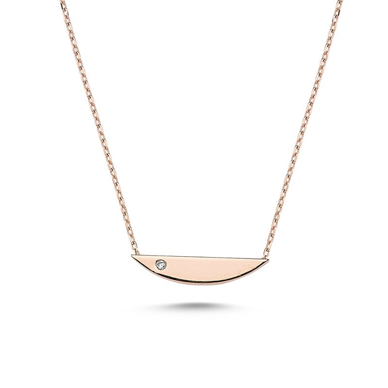 Rose Gold Curved Bar Necklace - amoriumjewelry