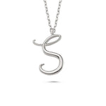 S Letter Mini Initial Silver Necklace - amoriumjewelry