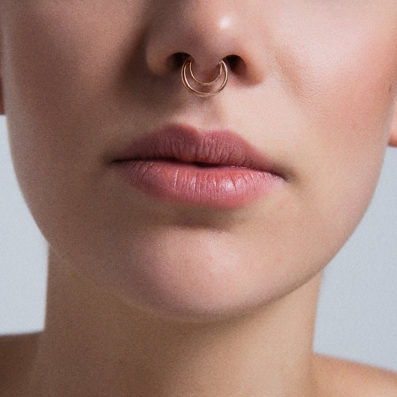 Simple Septum-Nose Adjustable Double Ring in Silver | Amorium Jewelry Rose Gold Simple Septum-Nose Adjustable Double Ring in Silver | Amorium Jewelry Rose Gold