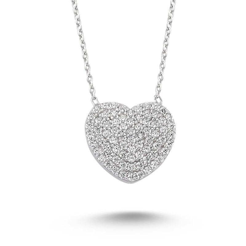 Small Diamond Heart Necklace in silver - amoriumjewelry