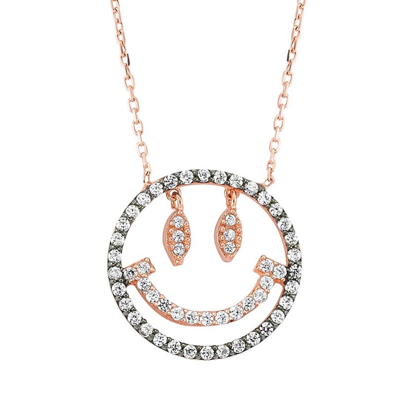 Smiley Face Necklace in Rose Gold - amoriumjewelry