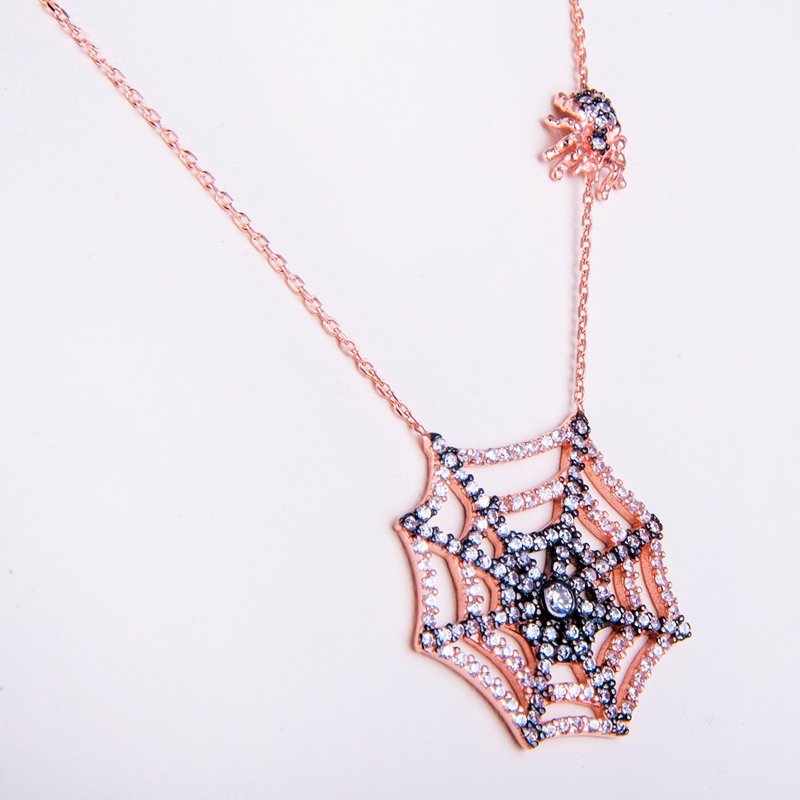 Spider Necklace in Rose Gold - amoriumjewelry
