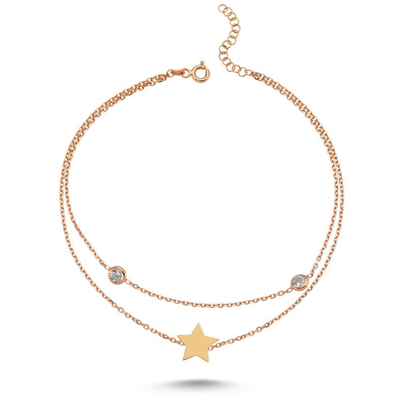 Star Anklet in Rose Gold - amoriumjewelry