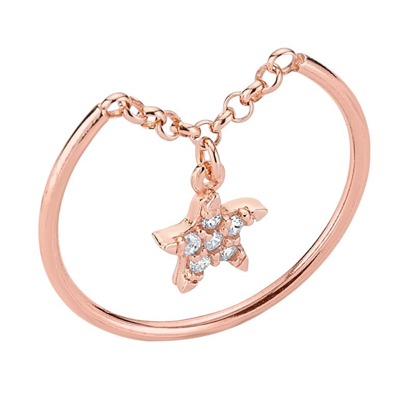 Star Chain Ring in Rose Gold - amoriumjewelry