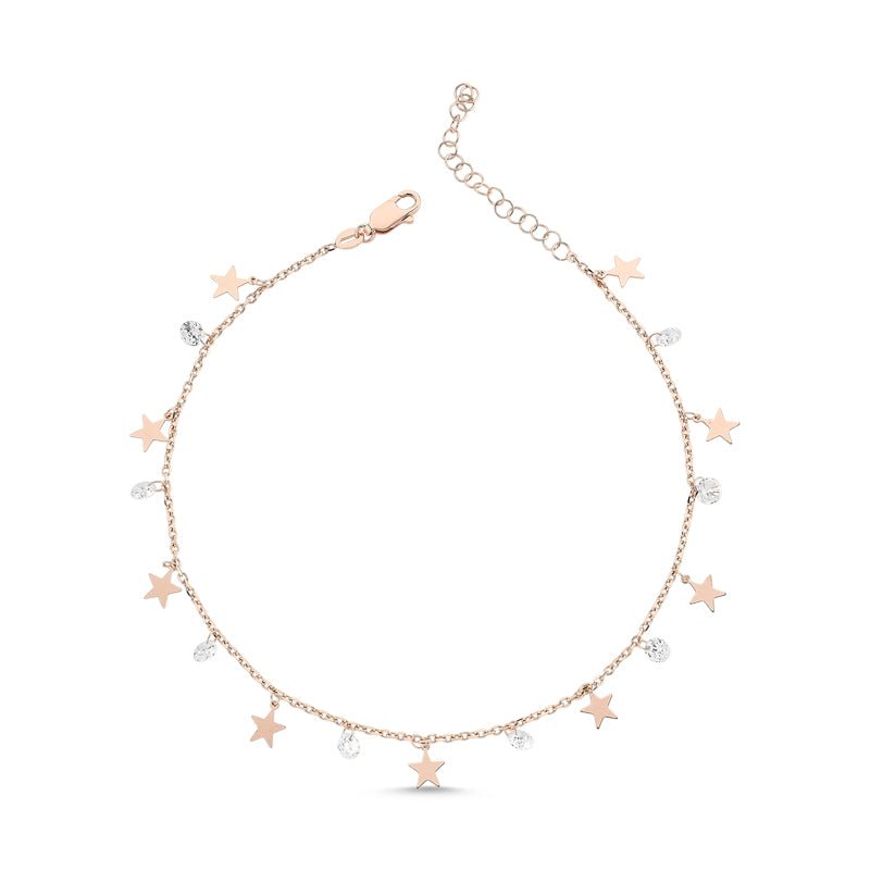 Star Dangle Anklet in rose - amoriumjewelry