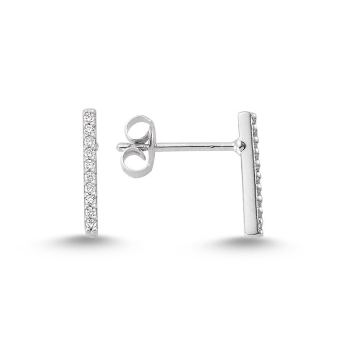 Sterling Silver Bar Stud Earrings - amoriumjewelry